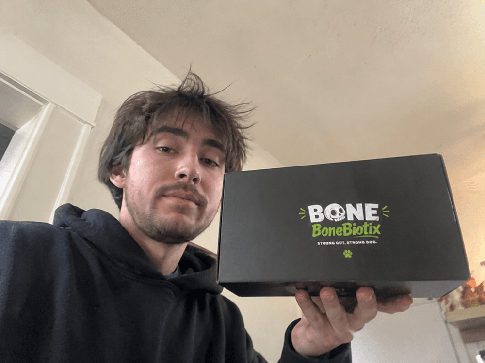 Happy customer with BoneBiotix box